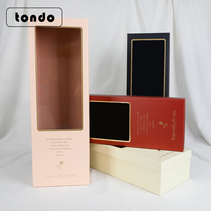 Juego de Dos Cajas de Regalo Rectangulares Tang De Golden Whisper con Ventana Transparente, Caja de Regalo Clásica con Diseño Floral, Venta al por Mayor