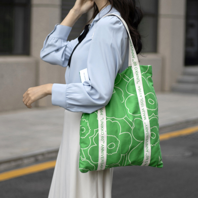 Canvas Bag Scandinavian Finnish Flower Letter Print Tote Bag Fashion Casual Large Capacity Environmentally Friendly Satchel Shopping Bag Canvas Bag Scandinavian Finnish Flower Letter Print Tote Bag Fashion Casual Large Capacity Environmentally Friendly Satchel Shopping Bag