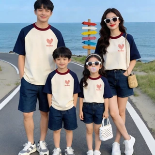 潮牌炸街母子装夏天纯棉短袖亲子装一家三口休闲t恤高级感母女装