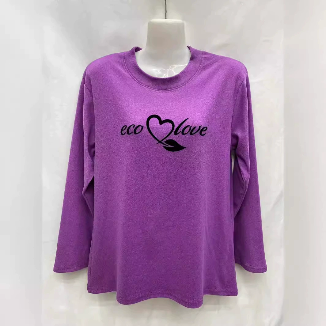 Коллекция Осень 2025: Двусторонняя термофутболка с длинным рукавом больших размеров для женщин среднего и старшего возраста, базовая осенняя рубашка для мам.