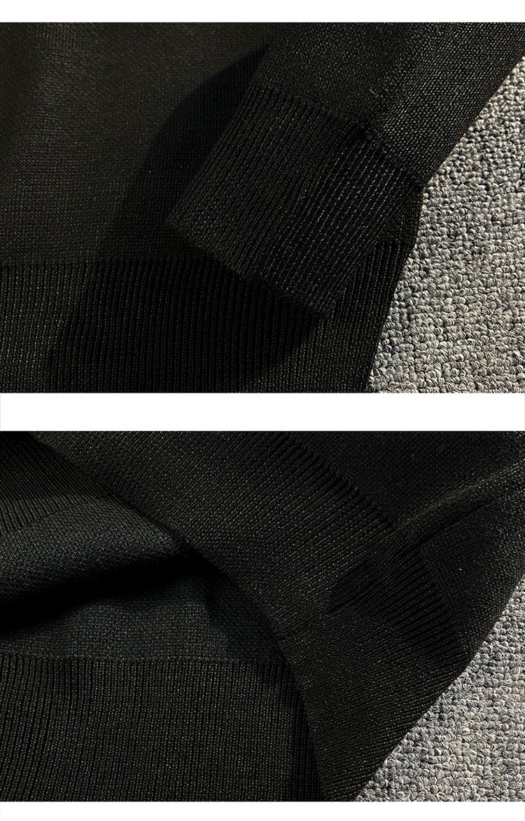 ​​Slim-Fit Crewneck Sweater For Men – Trendy Knit Pullover With Jacquard Detail (S-2XL, Lightweight Polyester For Streetwear Styling)​​_voghion.com