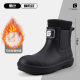New rain boots men's short tube fashion non-slip waterproof chef work water boots fleece-lined thick-soled wear-resistant rubber shoes for construction site