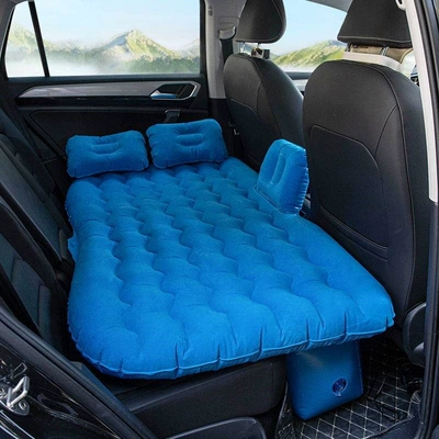 seat sleeping device, air mattress, Vehicle-mounted inflatable bed - default-item-thickened-s-pattern-flocking-blue-double-footrest-comes-with-12v-electric-vehicle-pump