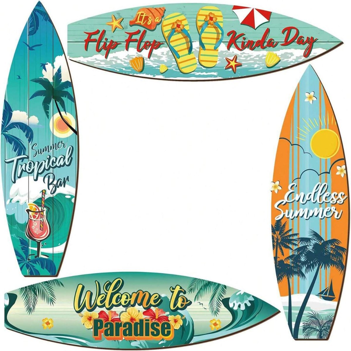 Decoración de pared de playa de madera temática de verano bar tropical decoración de pared de verano colgante de decoración de fiesta familiar