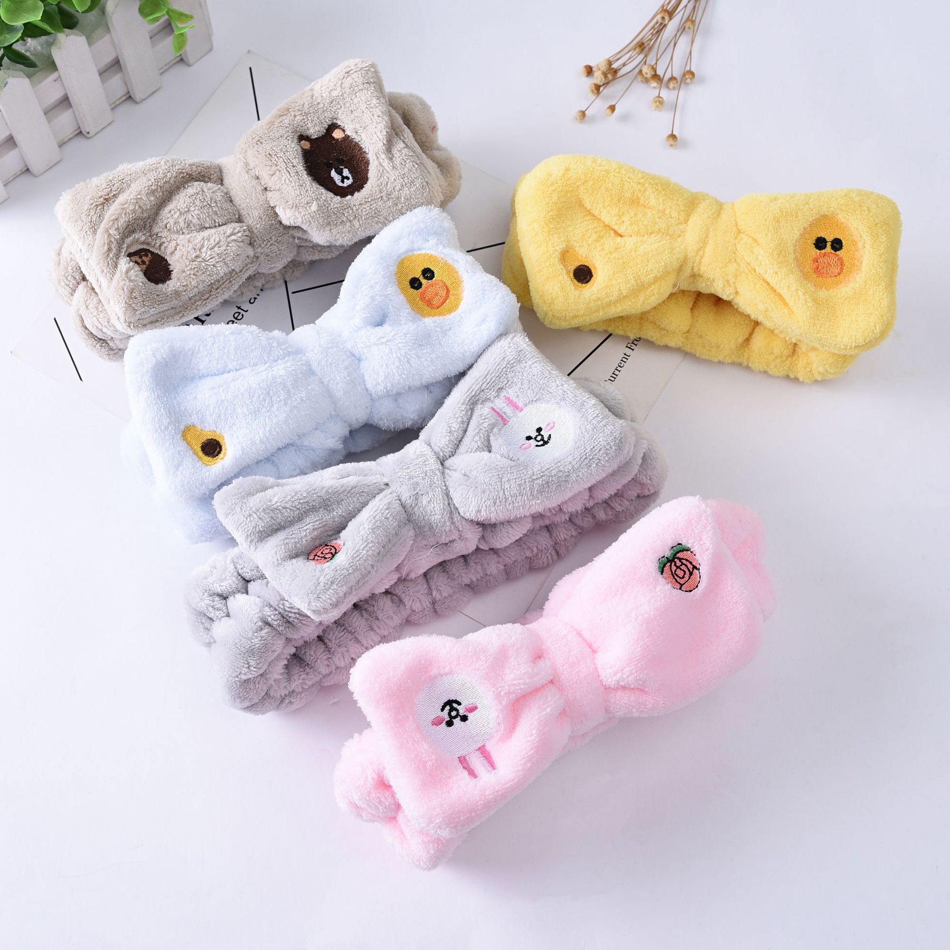 Corea del sur de dibujos animados lindo conejo oso pato arco banda para el cabello femenino versátil lavado de cara yoga diadema accesorios para el cabello al por mayor