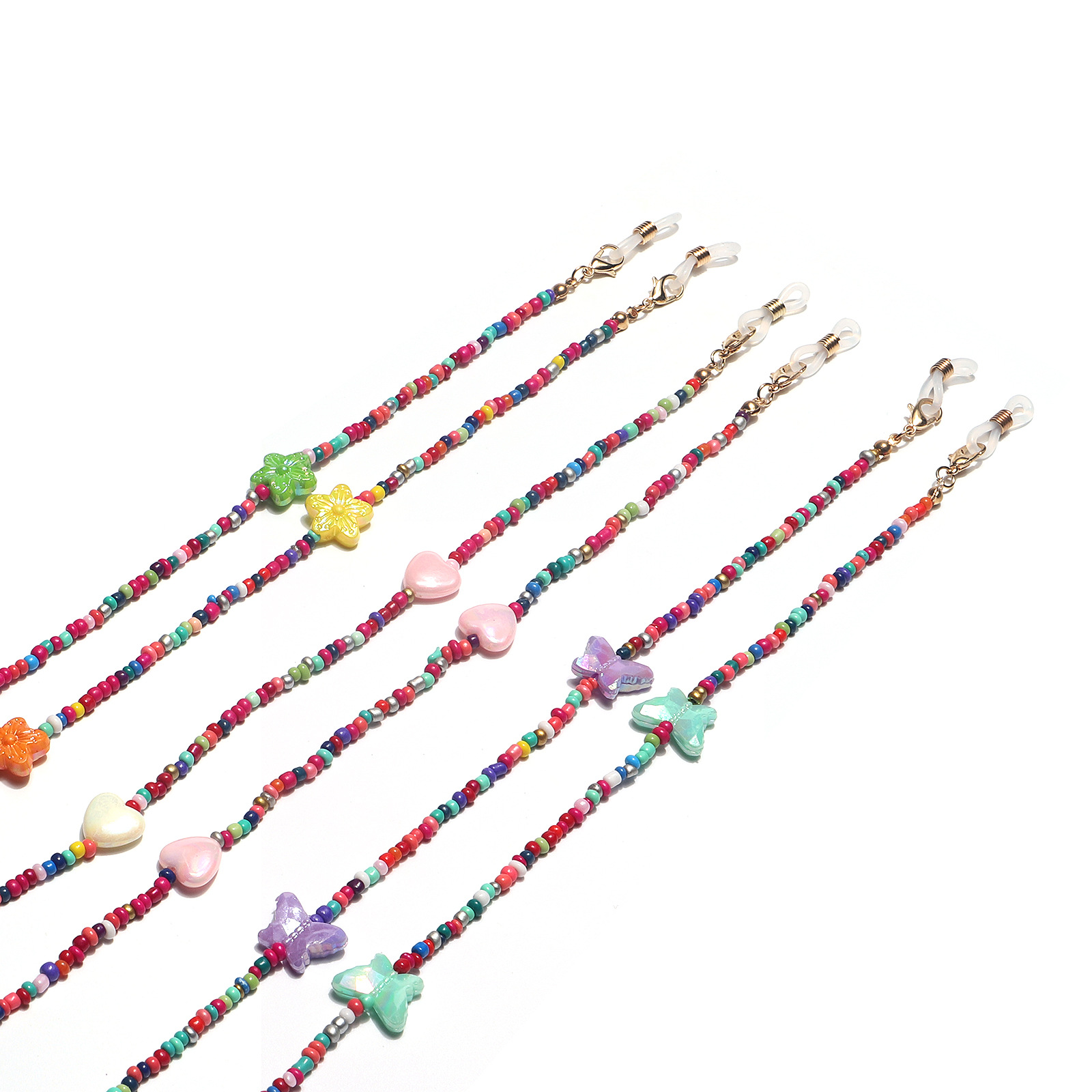 15g Weight Metal Material Fashion Contrast Color Miyuki Beads Butterfly Heart Star Glasses Mask Chain Wholesale Nihaojewelry 9