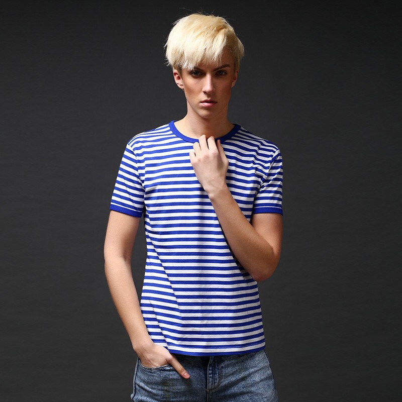 2025 Summer Short-Sleeved Men's Large Size T-Shirt Group Purchase Class Uniform Square Dance Stripesd Sea Soul Shirt Wholesale Dropshipping