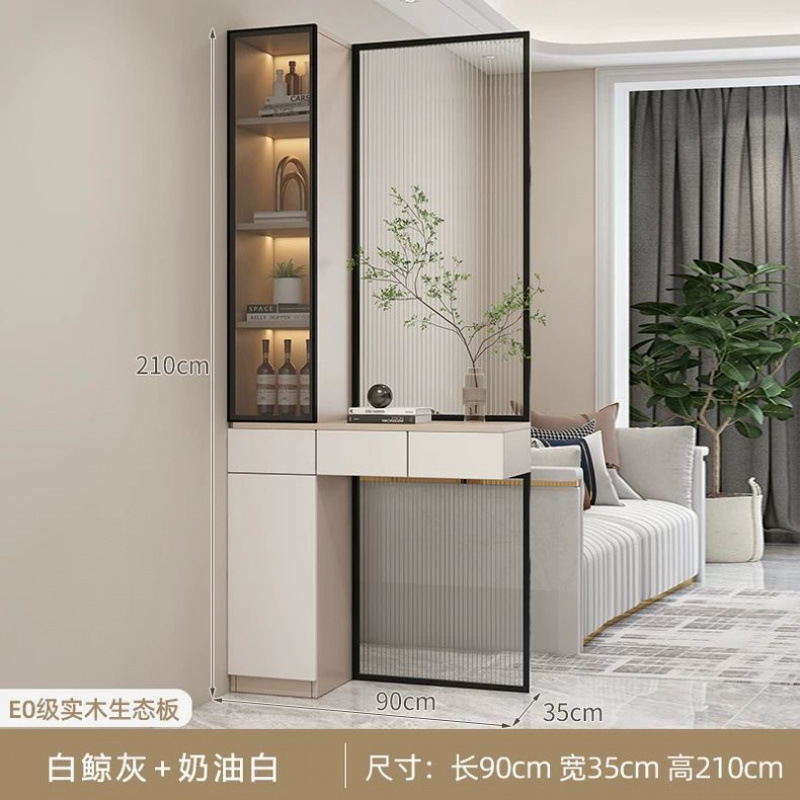 简约入户转角l型玄关柜鞋柜一体家用门厅柜子客厅屏风隔断柜实木|undefined