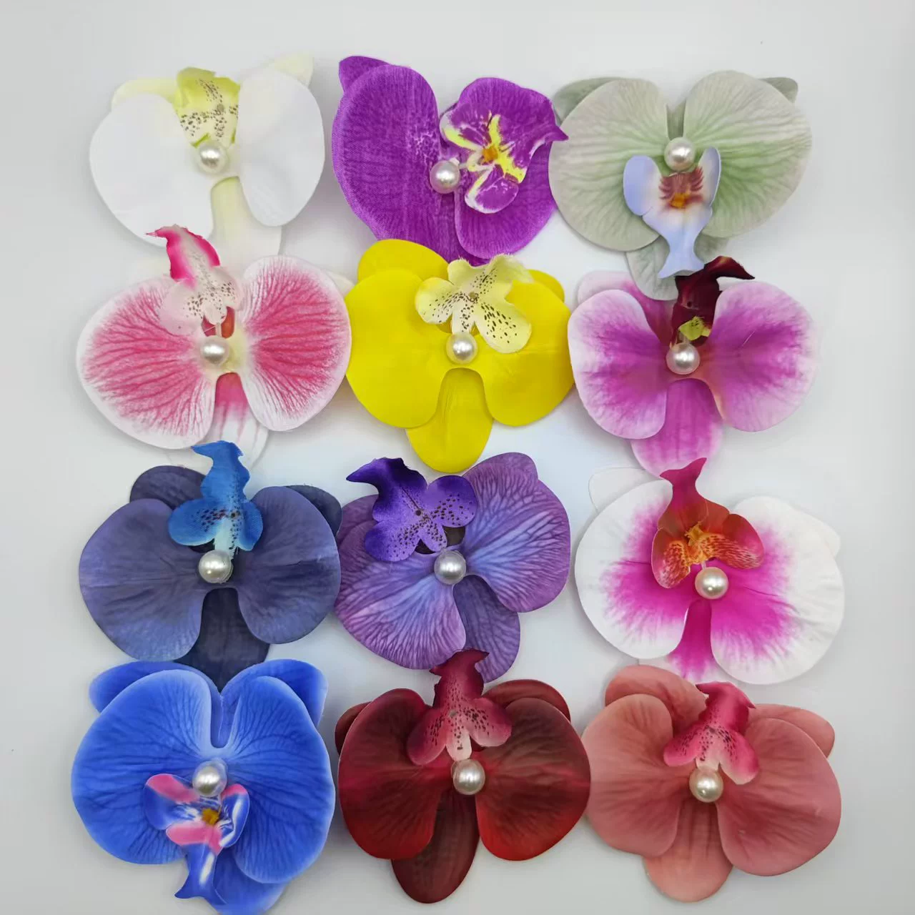 Заколка для волос Phalaenopsis орхидея, боковая короносная заколка с жемчужиной в центре, многоцветная флористическая аксессуар