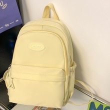 奶油色纯色mini小款双肩包百搭大学生初高中小学生背包书包通勤包