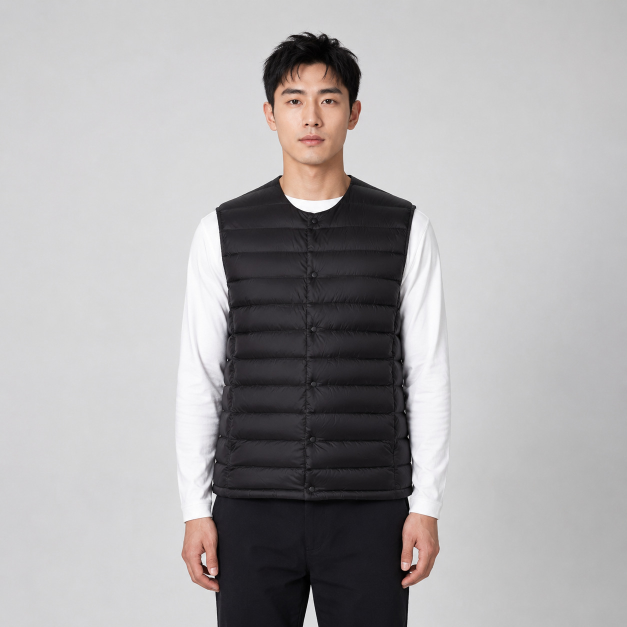Pinghu Chi New Men's 90 Velvet Solid Color New Men's V-neck Crewneck Vest Down Jacket 플러스 사이즈 재킷