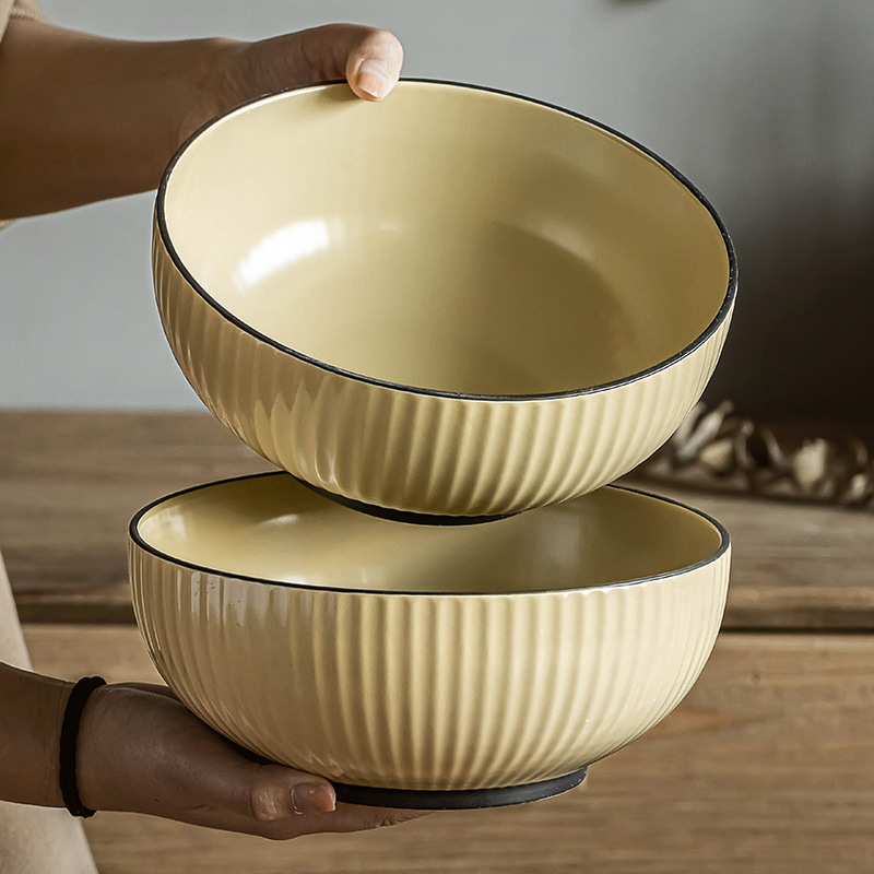 Simple estilo retro cerámica en relieve tazón creativo con tazón de fideos de sopa personalizado tazón de arroz mesa de cocina buena cosa para el hogar
