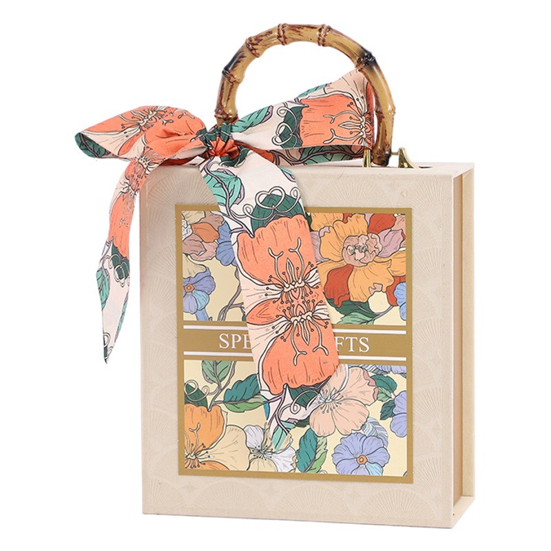 竹の日の手提げのベルベットのギフトボックスの神秘的な花園の手のギフトボックスの喜糖の箱の空の箱のギフトボックスの包装箱のギフトボックス