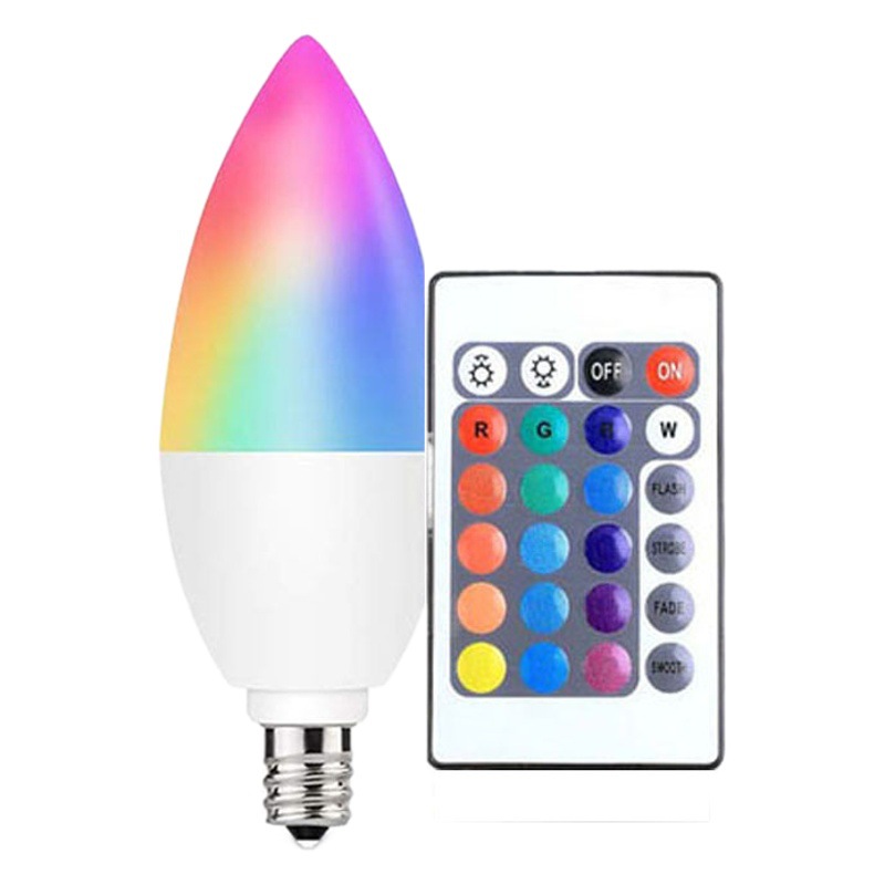 FUENTE fabricante RGBW E12 E14 3W LED luz de la vela control remoto bolsa de plástico de aluminio colorido atmósfera C37 señaló burbuja