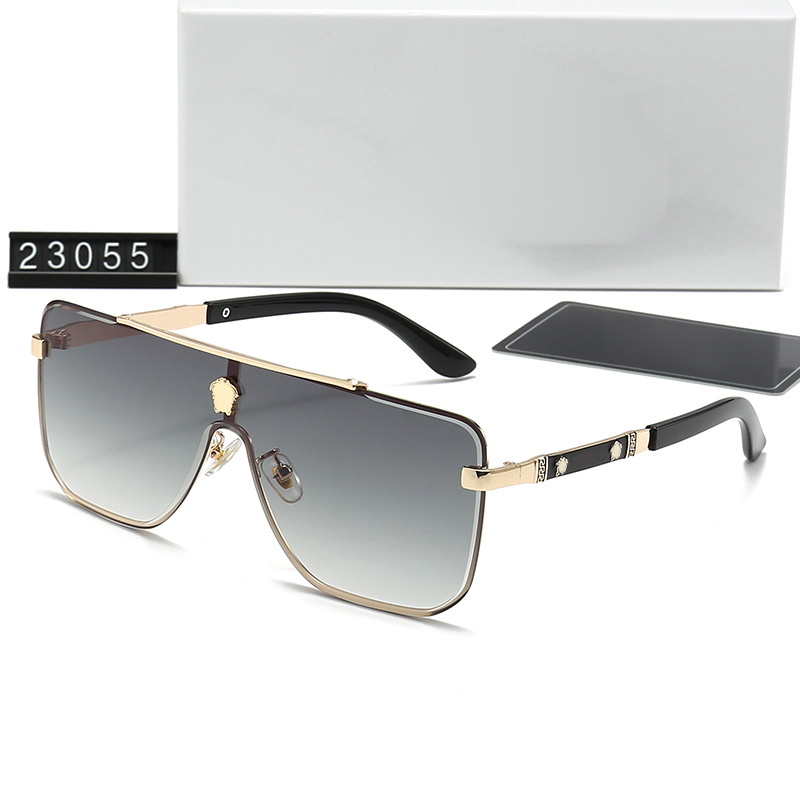 Versace Shield Metal Sunglasses Gold Black Grey Gradient (23055)