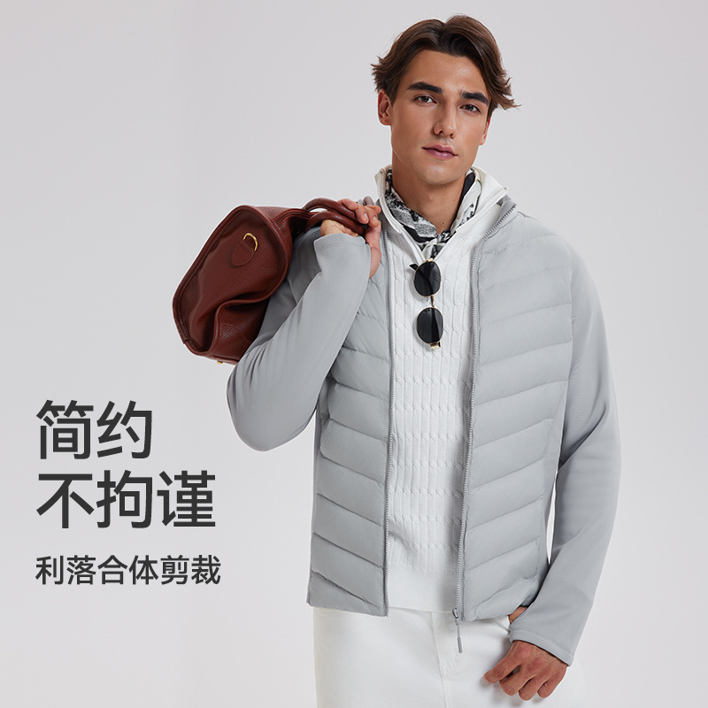 运动羽绒服男士秋冬防寒鹅绒轻薄修身户外健身跑步内胆保暖外套夹