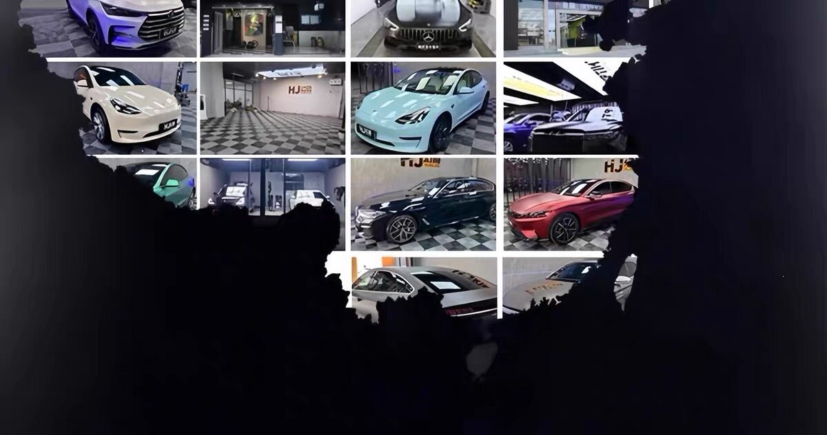 Car color change film Tesla liquid metal silver PET full car wrap application Alexander silver car wrap film