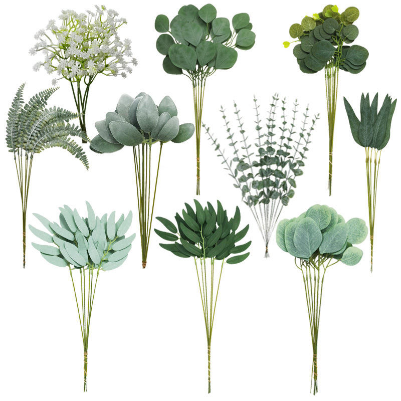Simulated Single Money Leaf Eucalyptus Small Bouquet DIY Green Plant Combination Wedding Flower Arrangement Table Decoration