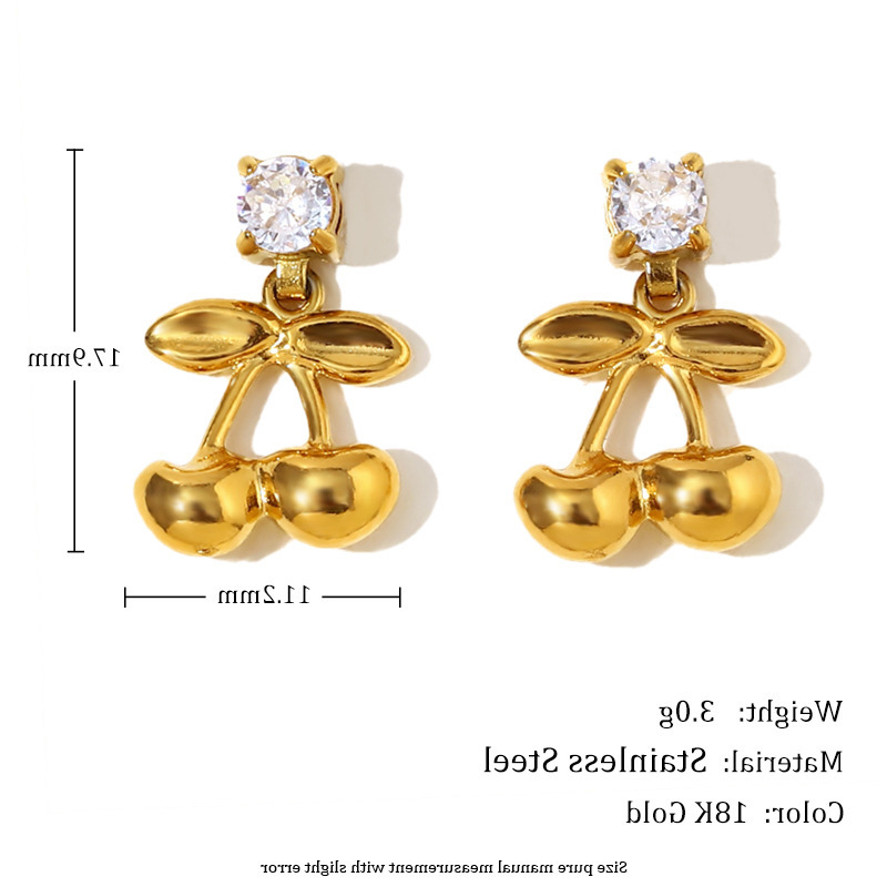 지르콘 체리 스터드 귀걸이-골드