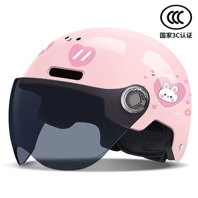 New National Standard Certified Children's Helmet for All Seasons Cycling Boys and Girls Children's Electric Battery Car Summer Safety Helmet (Motosiklet kaskı (dəbilqə)) - 3c-pink-rabbit-sunscreen-glasses