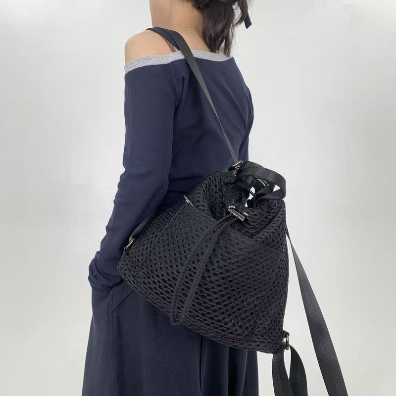 跨境专供女士时尚网面多口袋休闲双肩背包多功能大容量个性斜挎包|undefined