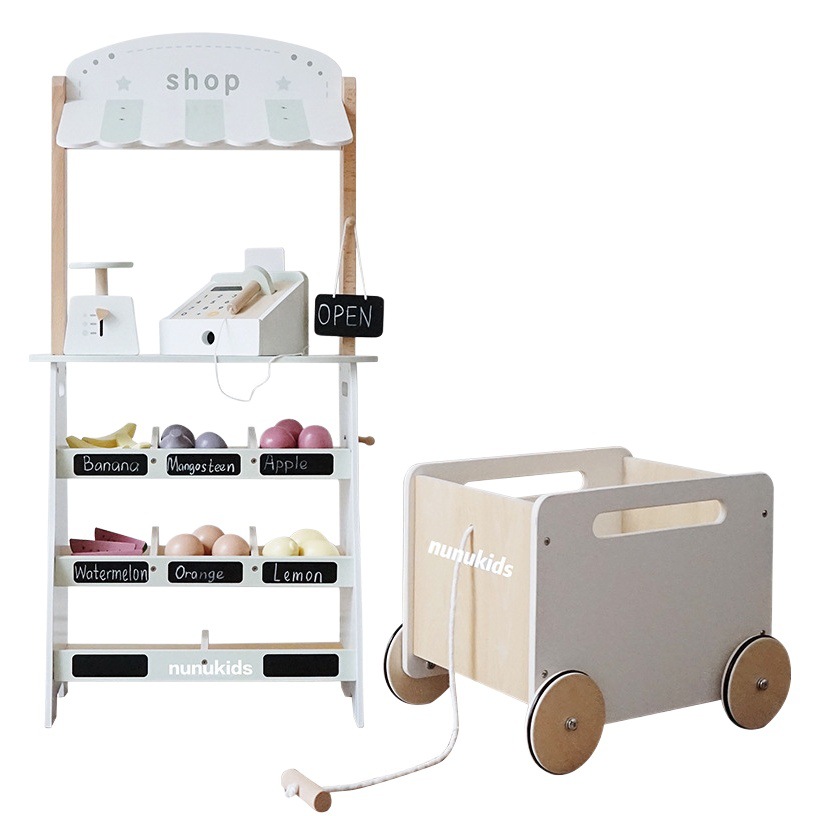 Simulación de madera venta de estante puesto de frutas Play House juguetes para niños Juego de Kindergarten juguetes en stock al por mayor