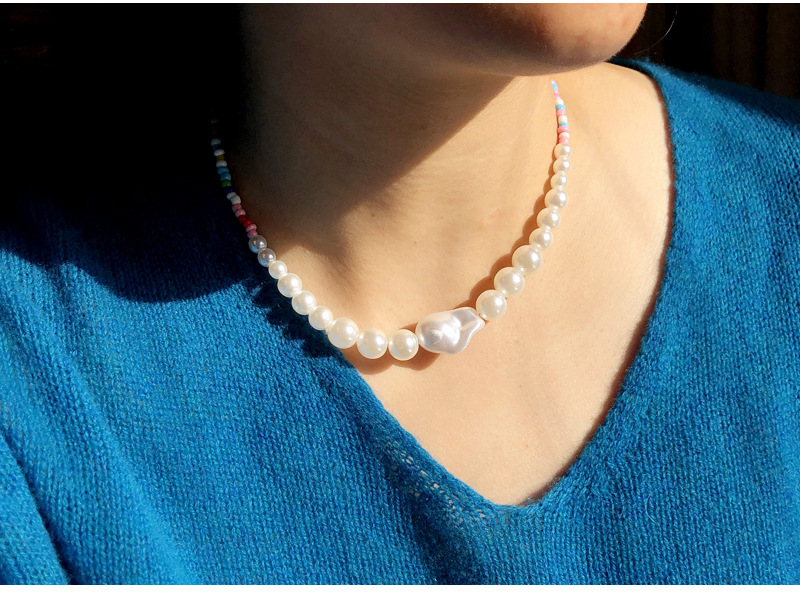 Mode Retro Mehrschichtige Perlen Türkisfarbene Halskette display picture 2