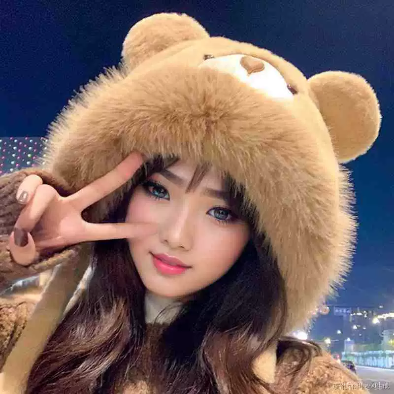 (), осенняя бархатная мультяшная fleece-шапка для тепла, с маленькими медведями