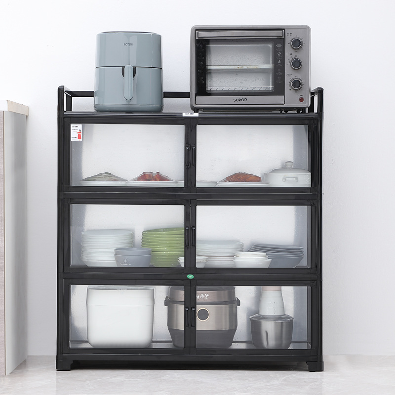 Estante de cocina con puerta de armario piso armario multicapa armario