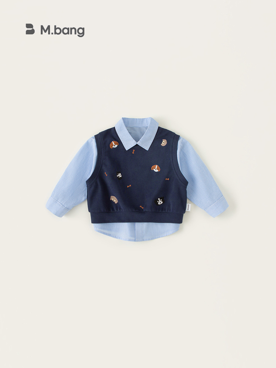 Youbao ropa para niños tops de primavera para niños chaleco de punto traje de primavera para niños camisa a rayas traje de dos piezas de moda
