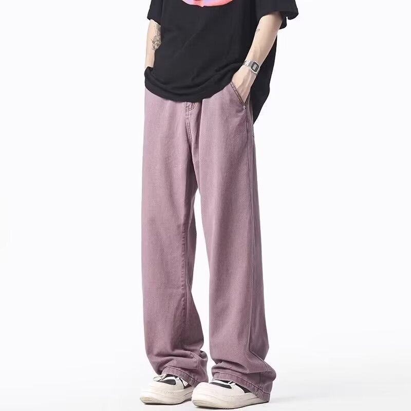 American Purple Jeans Men's Spring and Autumn Fashion Brand Loose Straight Casual Long Pants Summer Wide Leg Long Pants