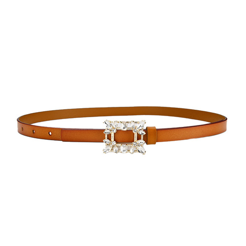 Belts for women Korean style rhinestone studded cowhide belts trendy all-match dress decorative jeans thin belt wholesale