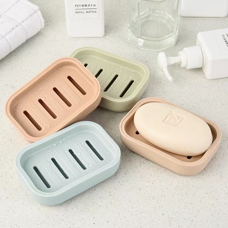 Drain Soap Box with Lid Soap Box Creative Bathroom Travel Toilet Portable Japanese Double-Layer Household Plastic Soap Box