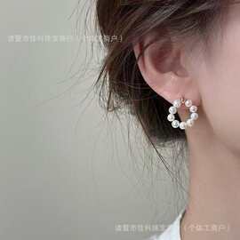 4-5mm淡水珍珠近圆纯银耳针可盐可甜ins风手工甜甜圈耳钉简约通勤