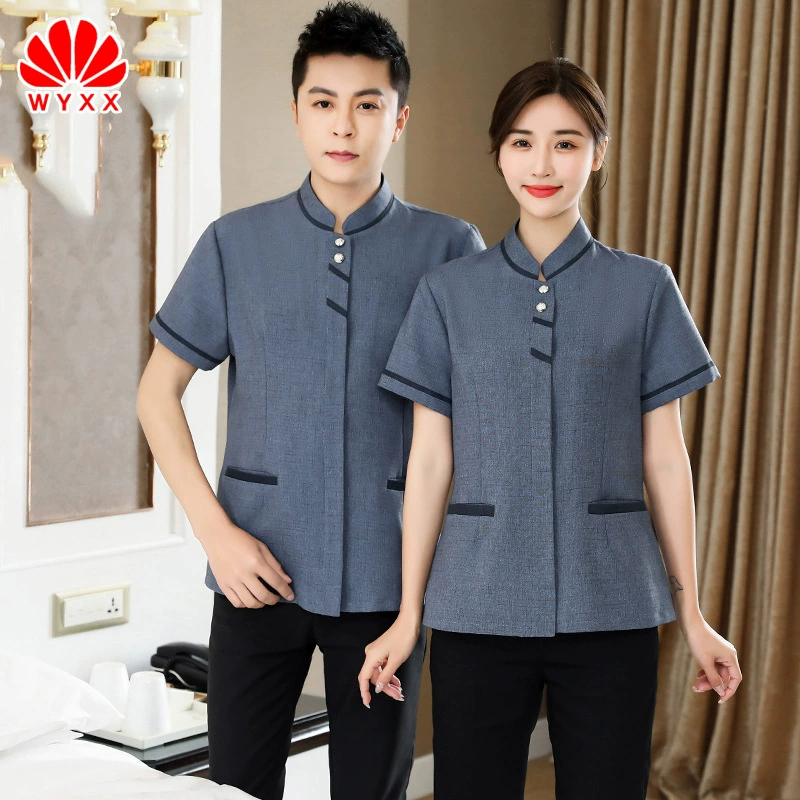 Комбинезон для уборки с короткими рукавами летний женский гостиничный номер пылесос PA костюм собственности тетя плюс размер с длинным рукавом