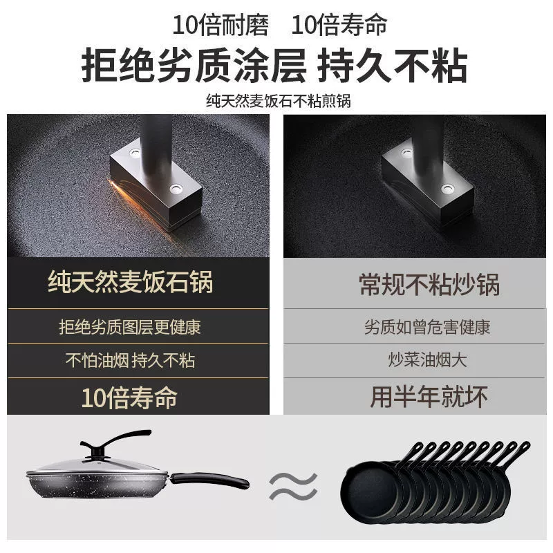 Maifanshi non-stick frying pan household fried egg pan pan stir-frying induction cooker gas stove universal fine iron pot