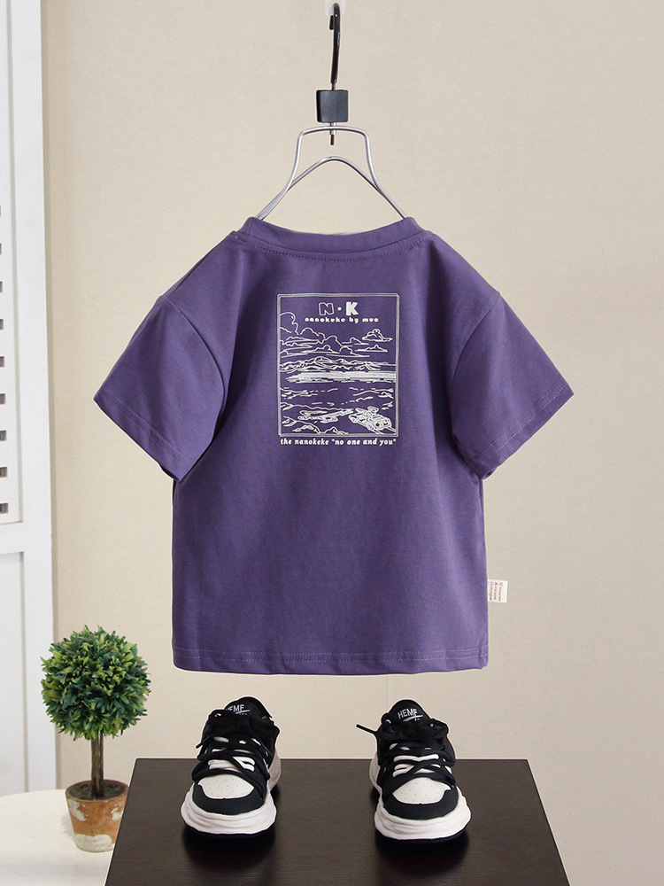 7843 Camiseta de manga corta para niño, conjunto de verano para niño, camiseta infantil estilo 2026, camiseta base blanca para bebé.