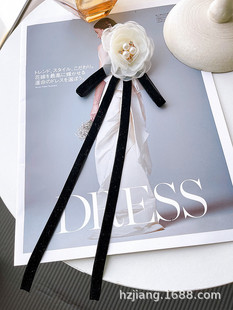 Chanel Style Bow Tie White French Bow Collar Camellia Shirt Accessories Decoration