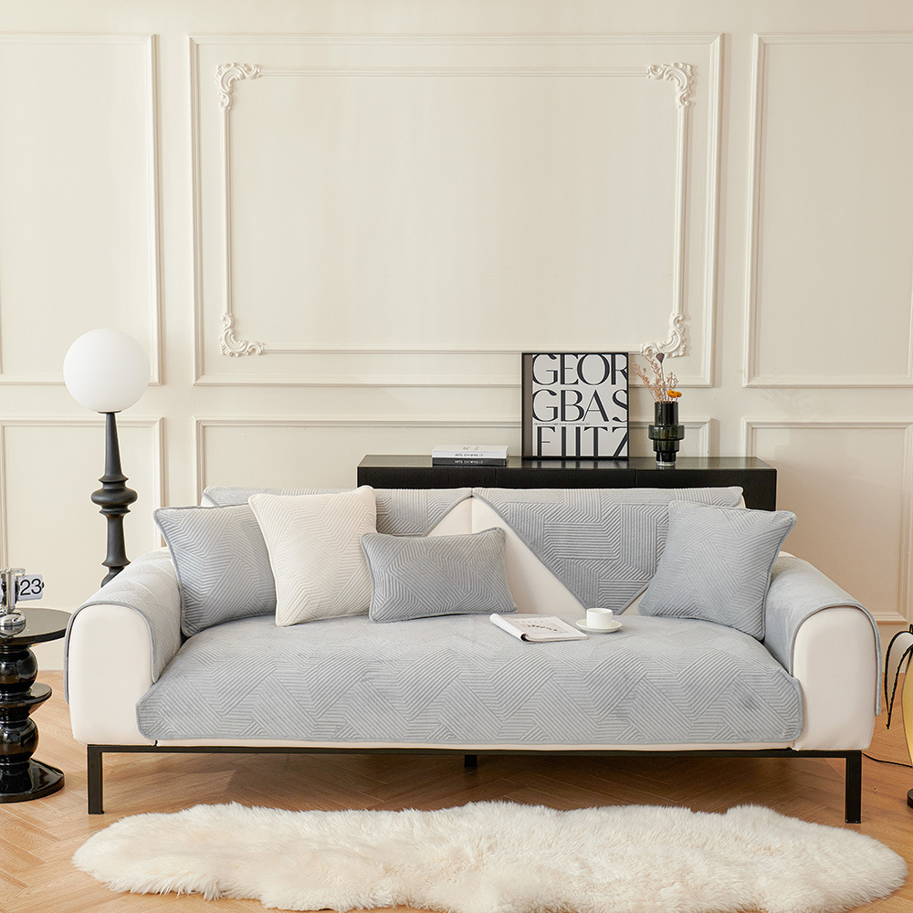 Scandinavian Simple Pure Color Fashion Sofa Cushion Cover Non-Slip Sofa Cover Cover Autumn and Winter Four-Season Combination Sofa Cushion