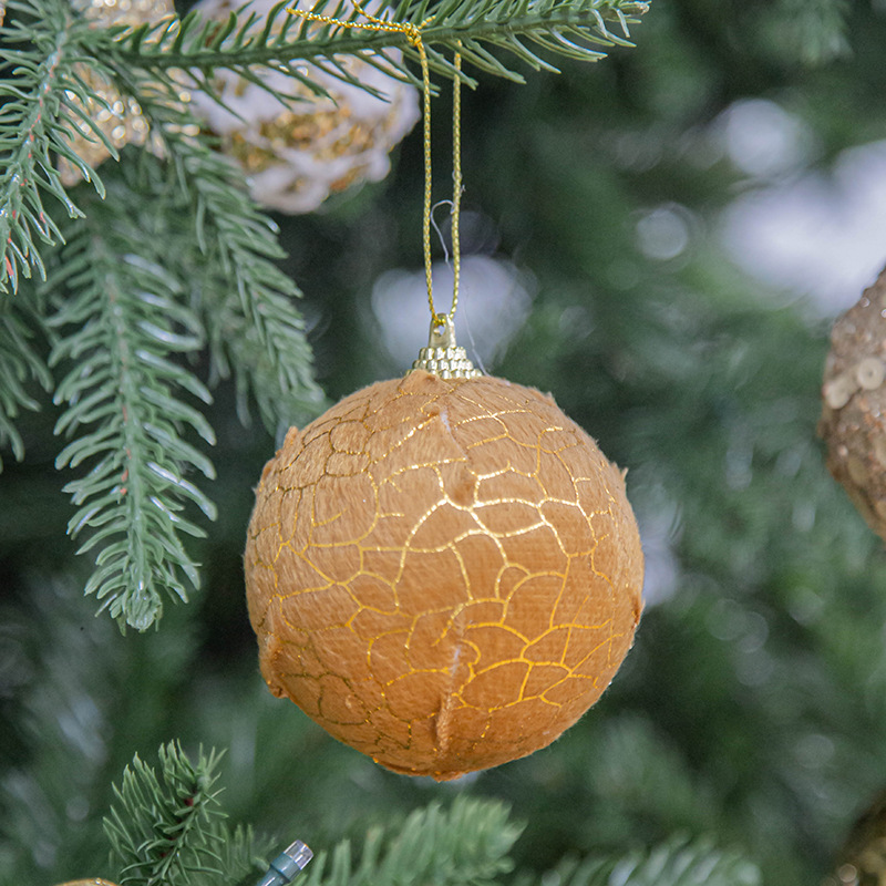 Decoración de Navidad suministros Plaid árbol de Navidad colgante tela de espuma traje de bola de Navidad 8cm en stock al por mayor