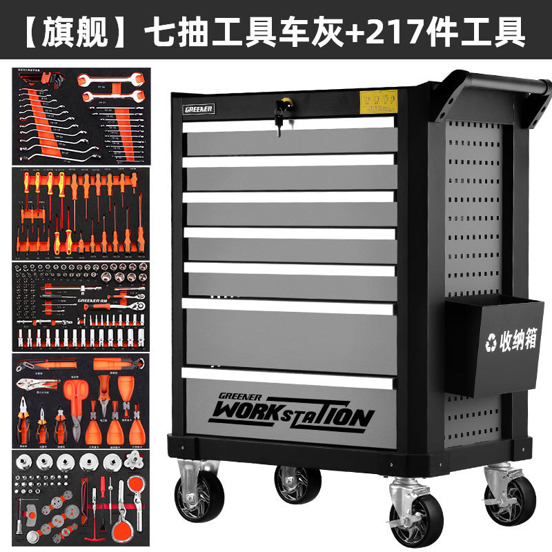 Carrito de Herramientas Green Forest, Carrito Pequeño con Cajones para Reparación de Automóviles, Juego de Herramientas Multifuncional de Grado Industrial para Taller con Revestimiento image 32