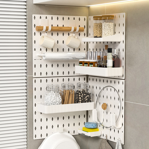 No punching bathroom kitchen living room partition coat hook wall storage artifact hole board storage rack new Chinese style
