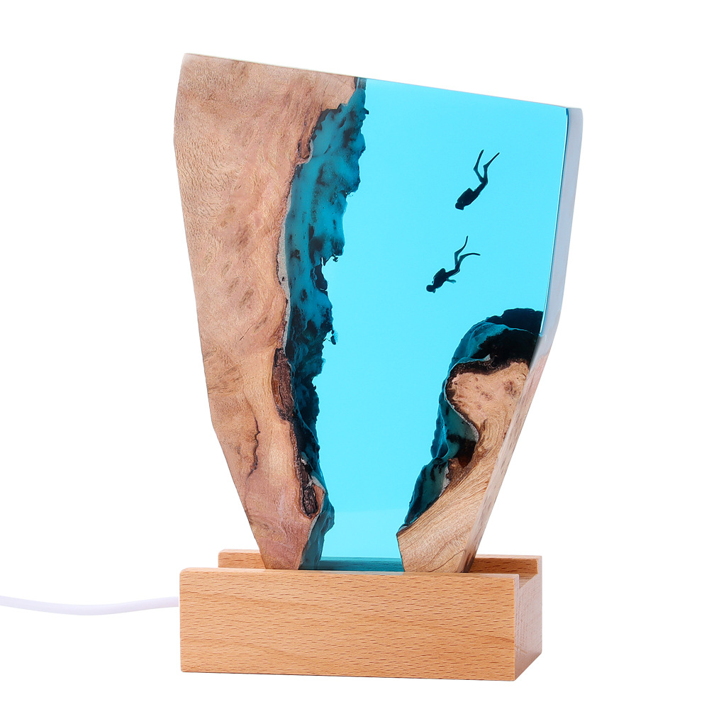 Diver Night Lights Scuba Diving Deep Sea Exploration Wooden Lights Free Diving Unique Decorative Gift Christmas Gift