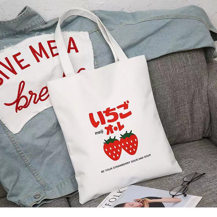 Bolsa de lona impresa bolsa de lona bolsa de hombro de mujer bolsa de tela bolsa de impresión de gran capacidad para estudiantes de literatura japonesa
