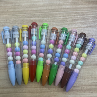 New DIY Doll Beaded Gel Pen Soft Plastic Doll Beaded Ballpoint Pen Side Press Cartoon Pen Beaded Pen
