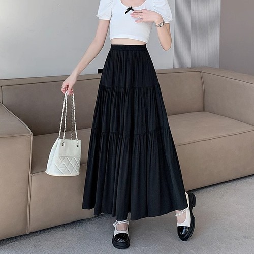 Cake skirt and women's new summer temperament high waist slim pear-shaped body A-line large white long skirt