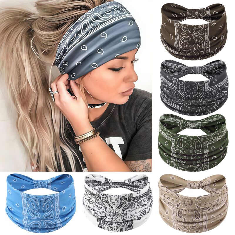 European and American Bohemian Style Headband for Women, Wide Hairband, Bohemian Elastic Sports Headwear, Yoga Knitted Hairband European and American Bohemian Style Headband for Women, Wide Hairband, Bohemian Elastic Sports Headwear, Yoga Knitted Hairband