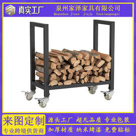 简约柴火架室内室外涂层钢重型装饰架储木架置物架可移动现代简约