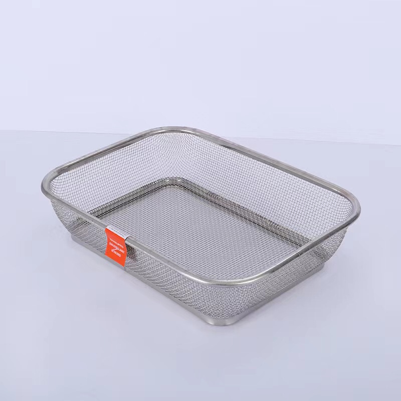 新商品の長方形のステンレス野菜と果物のかごの台所用品の水切りかごの穴の密網の収納かご|undefined
