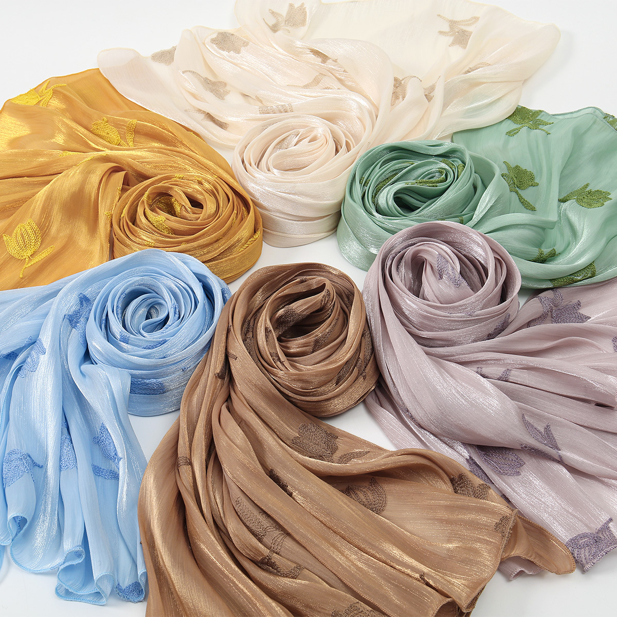 Luxury Floral Embroidered Scarf For Beach And Sun Protection_voghion.com
